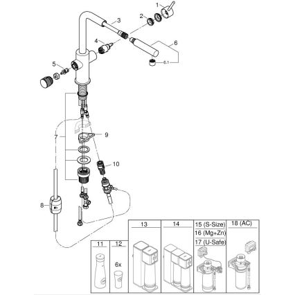 GROHE 30601DC0 - BLUE PURE kitchen faucet with pull-out spout, stainless steel