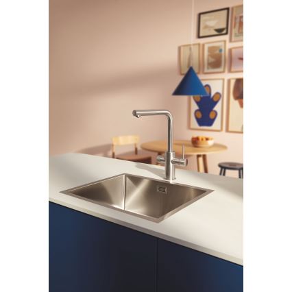 GROHE 30601DC0 - BLUE PURE kitchen faucet with pull-out spray head, stainless steel