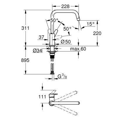 GROHE 30630000 - START 311 mm sink mixer, polished chrome