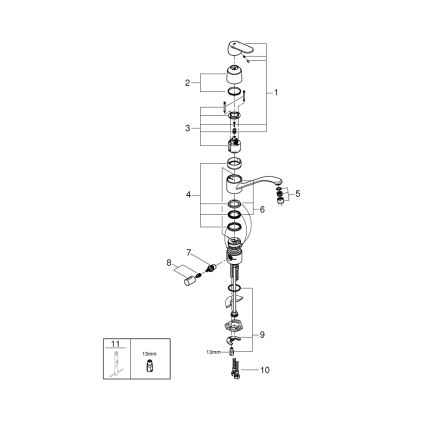 GROHE 31161000 - EUROSMART COSMOPOLITAN 140° Kitchen Mixer Tap, Polished Chrome