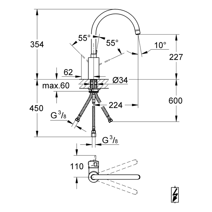 GROHE 31180000 - EUROSMART COSMOPOLITAN kitchen sink mixer, polished chrome