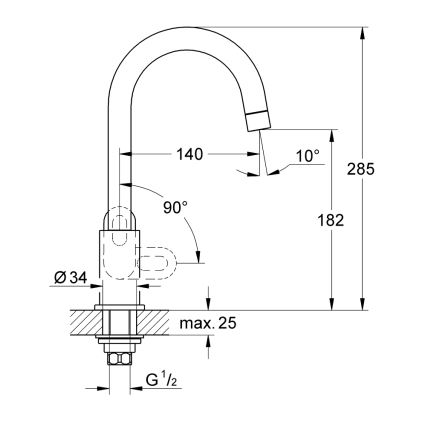 GROHE 31222000 - BAULOOP Kitchen Mixer Tap, Polished Chrome