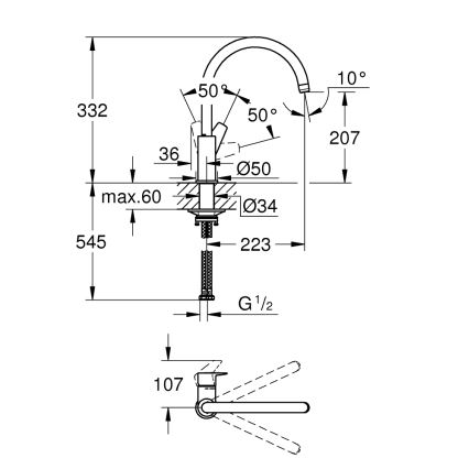 GROHE 31233001 - START Kitchen Sink Faucet, Polished Chrome
