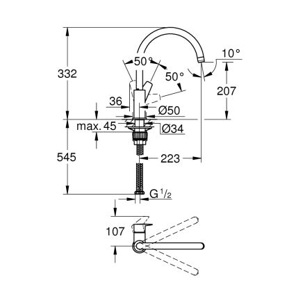 GROHE 31233001 - START Kitchen Sink Faucet, Polished Chrome