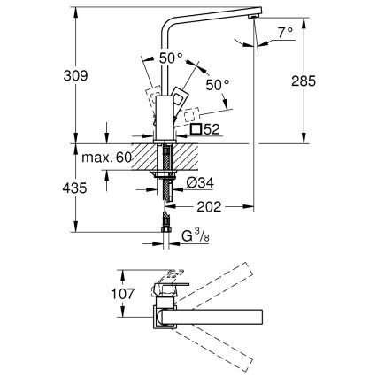GROHE 31255000 - EUROCUBE Kitchen Sink Faucet, Polished Chrome
