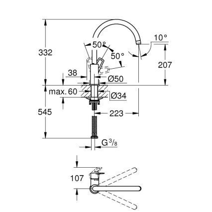 GROHE 31368001 - BAULOOP Kitchen Faucet in Polished Chrome
