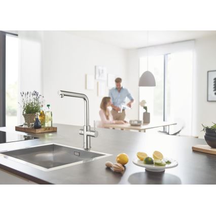 GROHE 31454001 - BLUE HOME Kitchen Faucet with L-Shaped Spout, Polished Chrome
