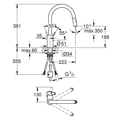 GROHE 31481001 - EUROSMART COSMOPOLITAN Kitchen Faucet, Polished Chrome