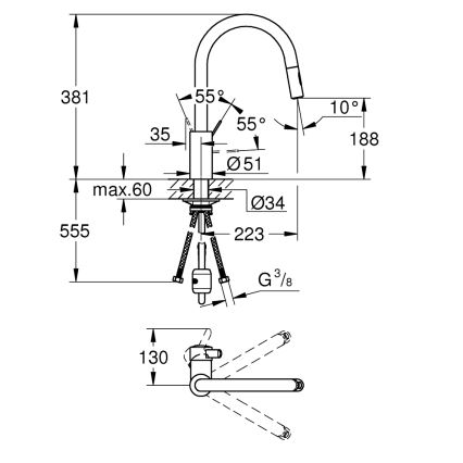 GROHE 31481001 - EUROSMART COSMOPOLITAN Kitchen Faucet, Polished Chrome