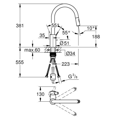 GROHE 31481001 - EUROSMART COSMOPOLITAN Kitchen Faucet, Polished Chrome