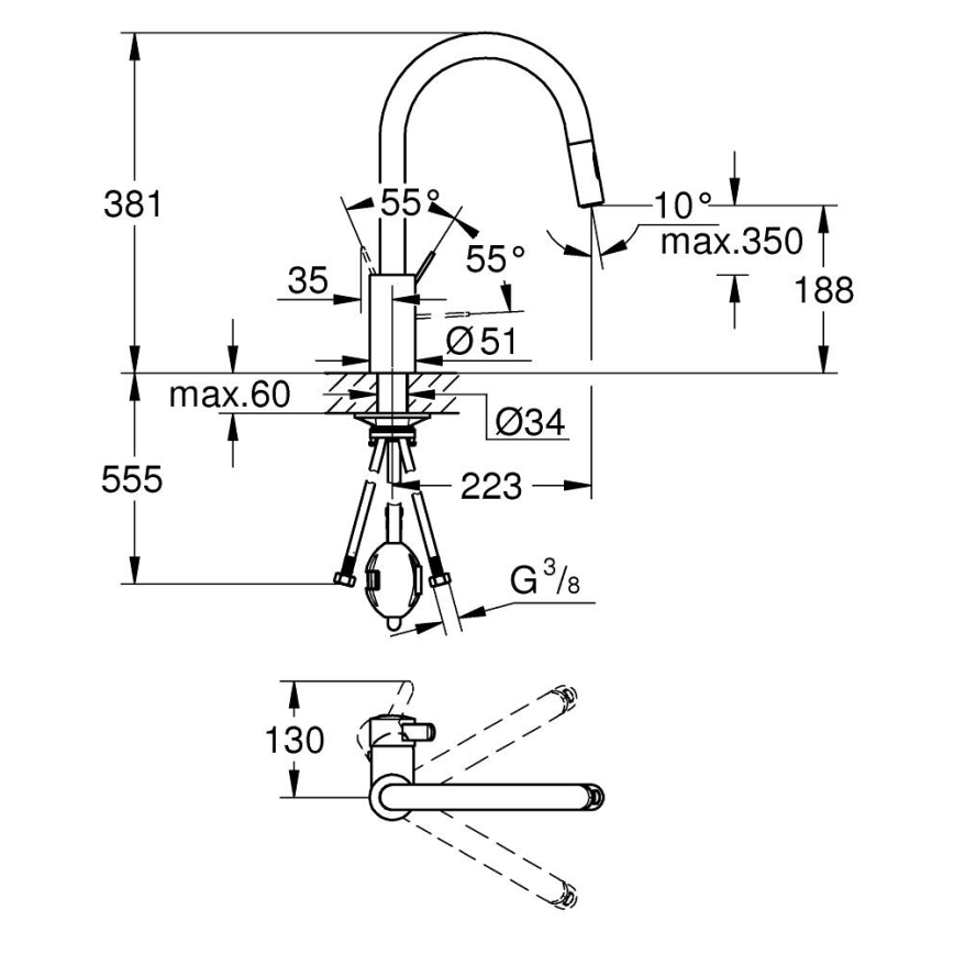 GROHE 31481001 - EUROSMART COSMOPOLITAN Kitchen Faucet, Polished Chrome