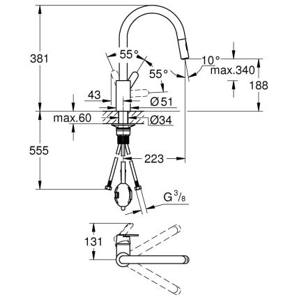 GROHE 31484001 - GET Kitchen Faucet, Polished Chrome