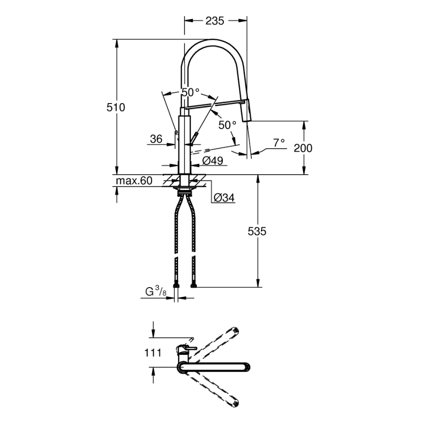 GROHE 31491DC0 - CONCETTO DN 15 stainless steel kitchen faucet