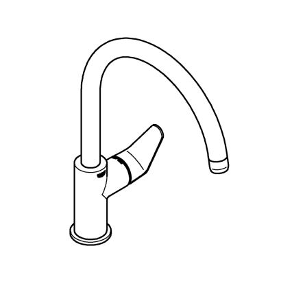 GROHE 31536001 - BAUCURVE 332 mm Kitchen Faucet, Polished Chrome