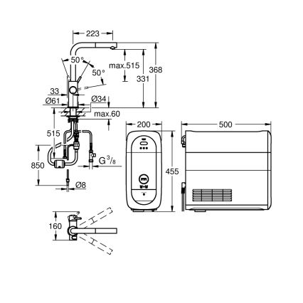 GROHE 31539000 - BLUE HOME kitchen faucet with L-shaped spout, polished chrome