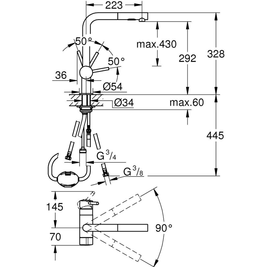 GROHE 31558GN0 - Kitchen faucet A, Gold