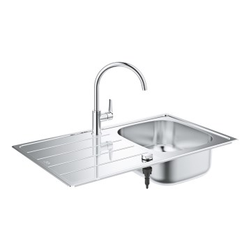 GROHE 31562SD1 - BAU Kitchen Sink and Faucet Set 860 x 500 mm, Stainless Steel