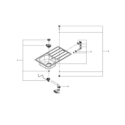 GROHE 31562SD1 - BAU Kitchen Sink and Faucet Set 860 x 500 mm, Stainless Steel