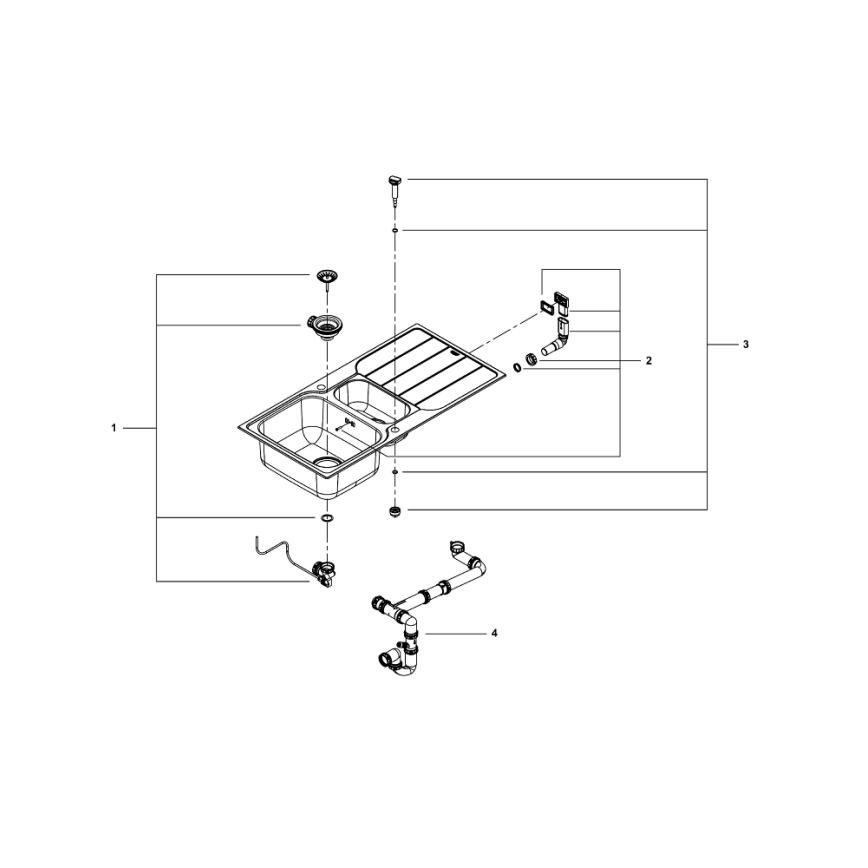 GROHE 31572SD1 - K500 Kitchen Sink 1000 × 500 mm, stainless steel