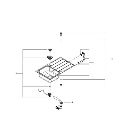 GROHE 31573SD1 -K500 kitchen sink set with draining board and A faucet 86×50 cm stainless steel