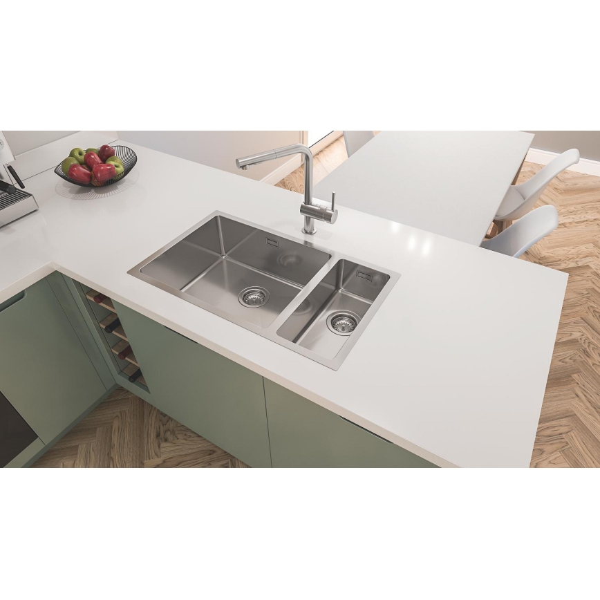 GROHE 31573SD1 -K500 kitchen sink set with draining board and A faucet 86×50 cm stainless steel