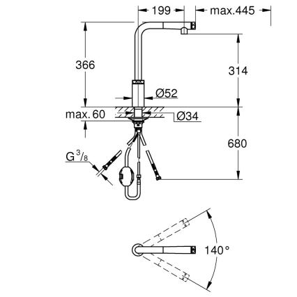 GROHE 31613A00 - A SMARTCONTROL kitchen faucet, graphite