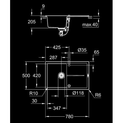 GROHE 31639AP0 - K400 Sink 780 × 500 mm Stone/Black