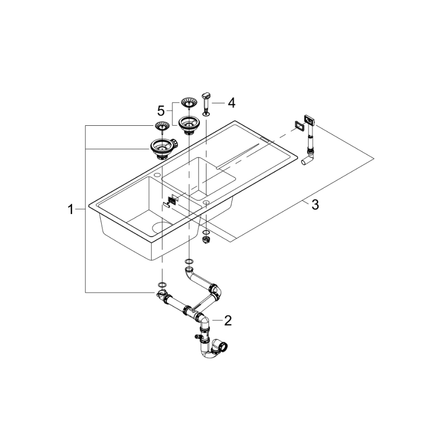GROHE 31643AP0 - K400 Composite Sink 1160 × 500 mm Stone/Black