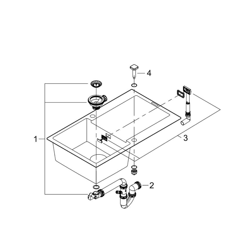 GROHE 31644AP0 - K500 Sink 860 × 500 mm granite/black