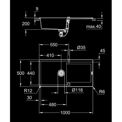 GROHE 31645AP0 - K500 Composite Sink 1000 × 500 mm, Black