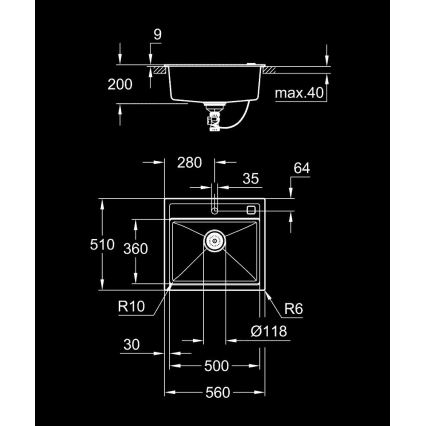 GROHE 31651AP0 - Kitchen sink K700 560 × 510 mm granite/black