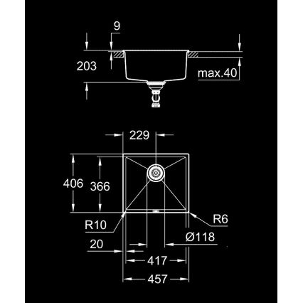 GROHE 31653AP0 - Sink K700U 457 × 406 mm stone/black