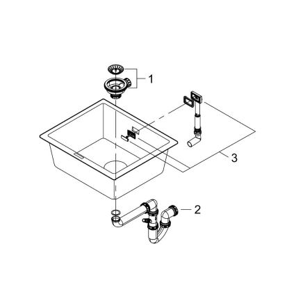 GROHE 31654AP0 - K700U Sink 533 × 457 mm, Black Granite/Black
