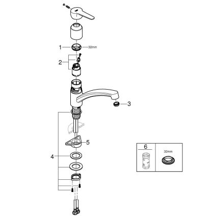 GROHE 31680000 - BAUECO Single-Lever Kitchen Faucet, Polished Chrome