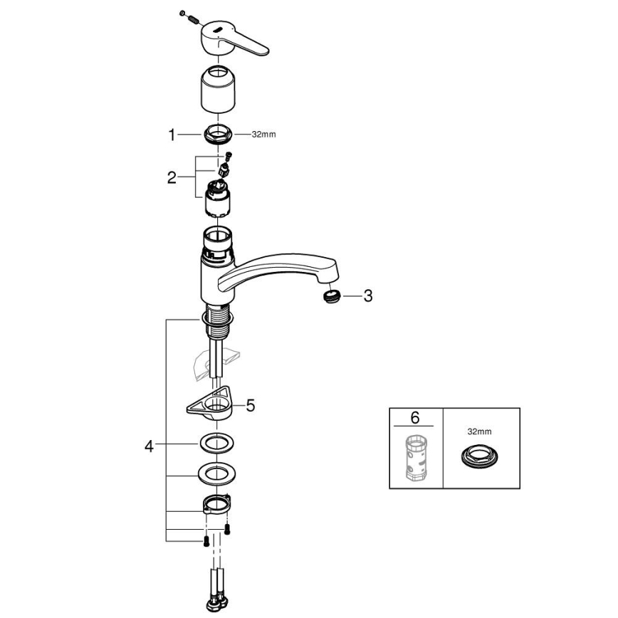 GROHE 31680000 - BAUECO Single-Lever Kitchen Faucet, Polished Chrome