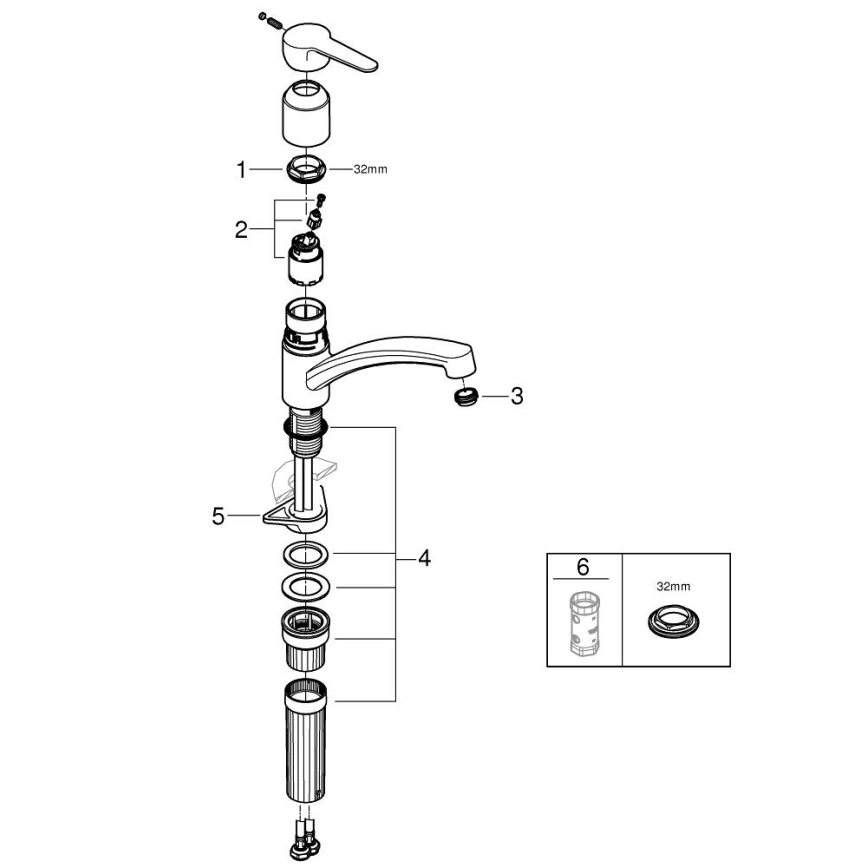 GROHE 31685000 - STARTECO Sink Mixer, Polished Chrome