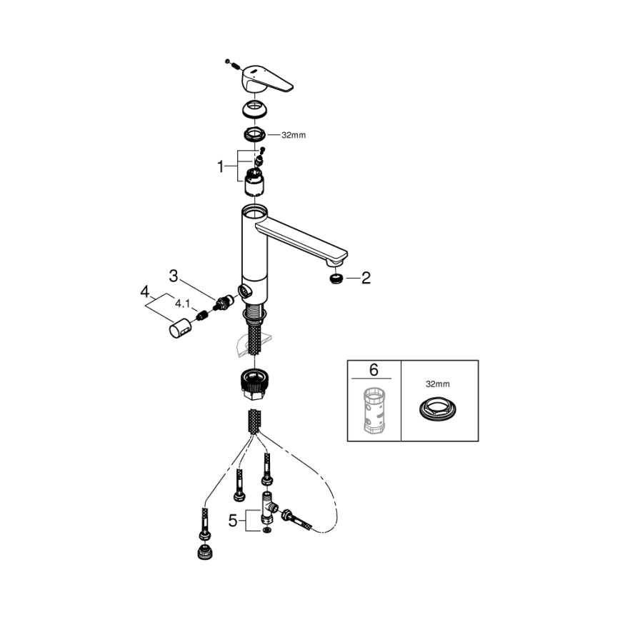 GROHE 31696000 - BAUEDGE Sink Mixer, Polished Chrome