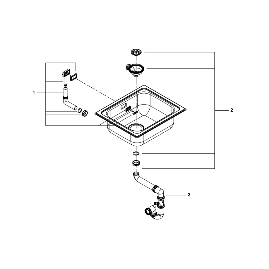 GROHE 31719SD0 - K200 Kitchen Sink 533 × 457 mm, Stainless Steel