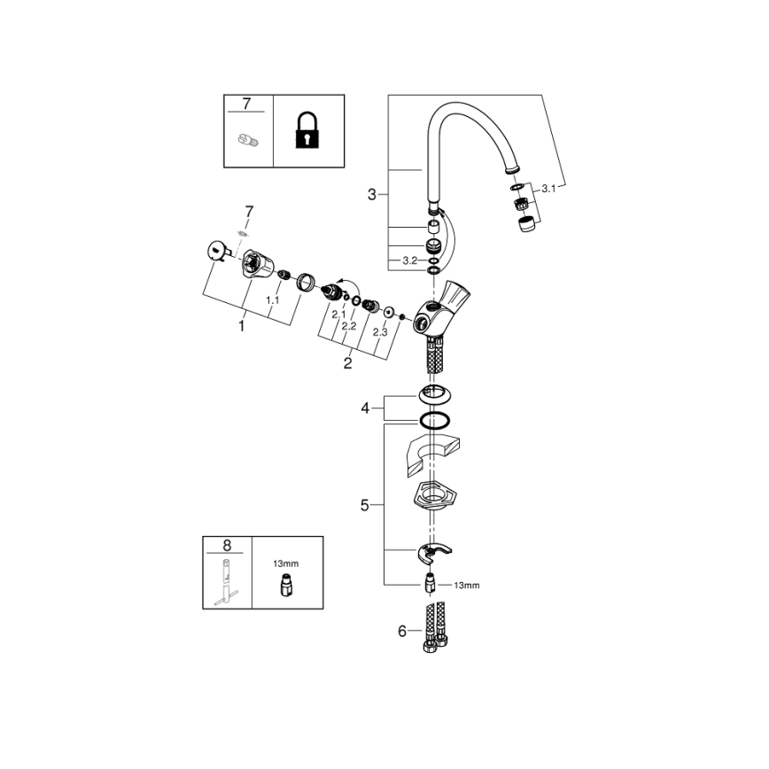GROHE 31831001 - COSTA L kitchen mixer, polished chrome