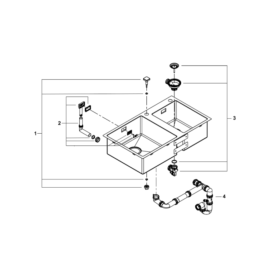 GROHE 31855SD0 - K700 Kitchen Sink 860 × 500 mm Stainless Steel