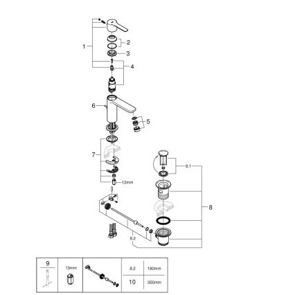 GROHE 32109GL1 - LINEARE basin mixer, gold finish