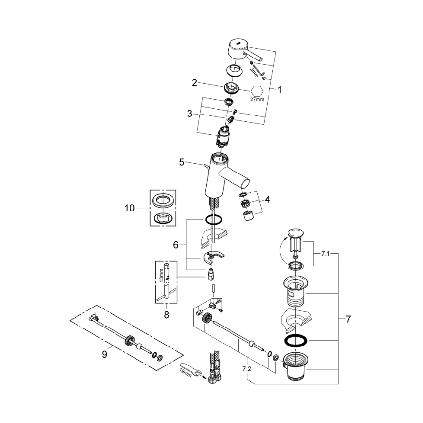 GROHE 32204001 - CONCETTO Basin Mixer DN 15 Polished Chrome