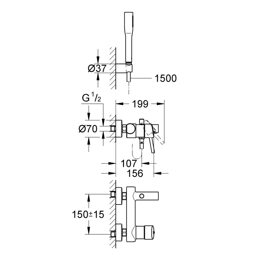 GROHE 32212001 - CONCETTO Bath Mixer, Polished Chrome