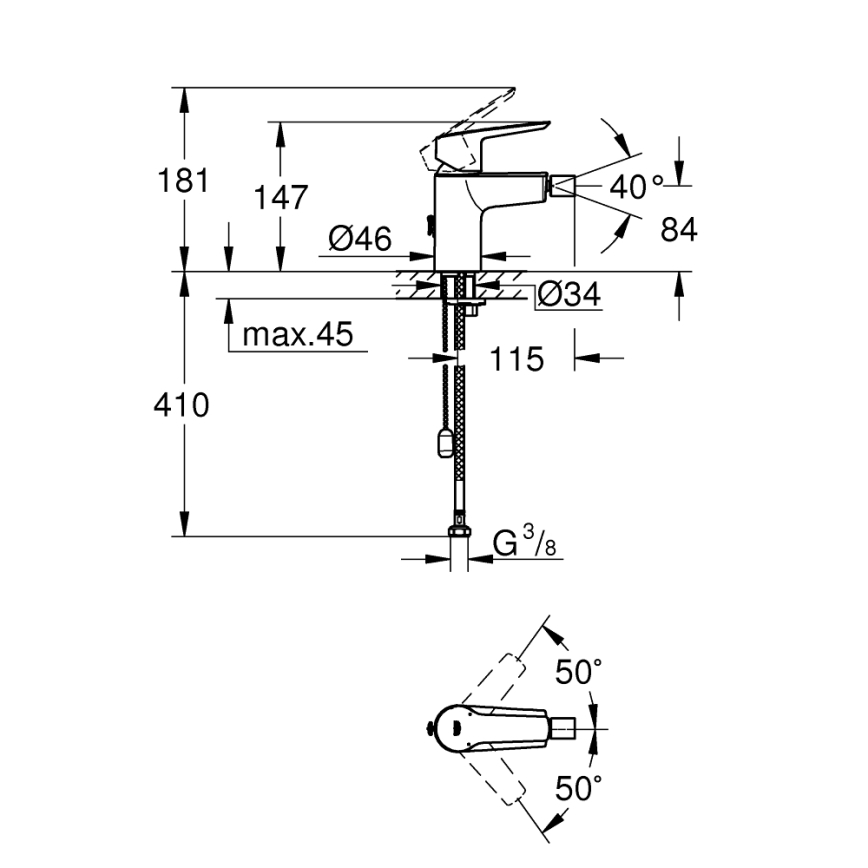 GROHE 32281002 - START S Bidet Mixer, Polished Chrome Finish