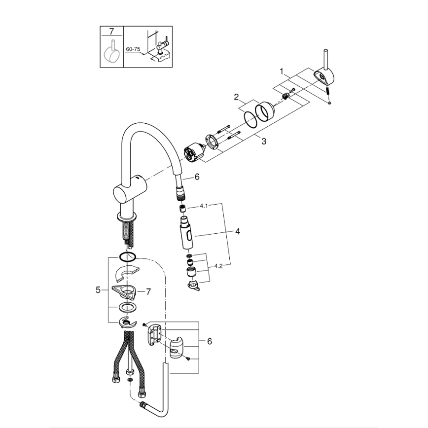 GROHE 32321002 - Kitchen mixer tap A, polished chrome
