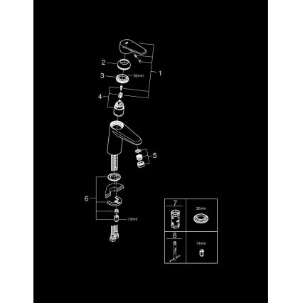 GROHE 3246920E - EURODISC COSMOPOLITAN Basin Mixer, Size S, Chrome Finish