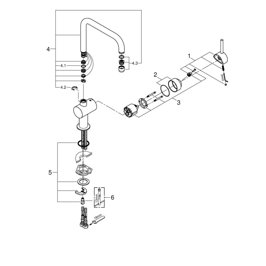GROHE 32488000 - Sink mixer A, polished chrome