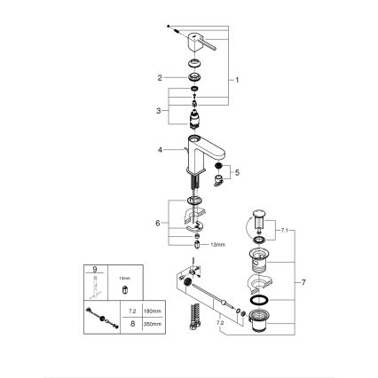 GROHE 32612003 - PLUS Basin Mixer, Size S, Polished Chrome