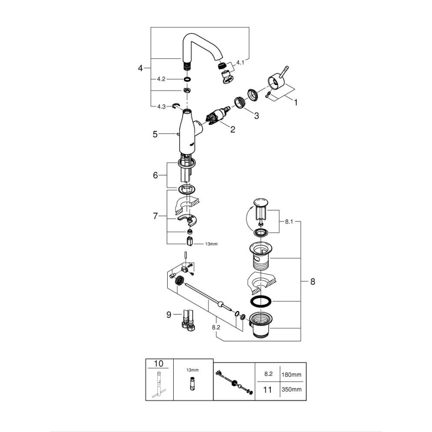 GROHE 32628AL1 - ESSENCE Basin Mixer, Size L, Anthracite