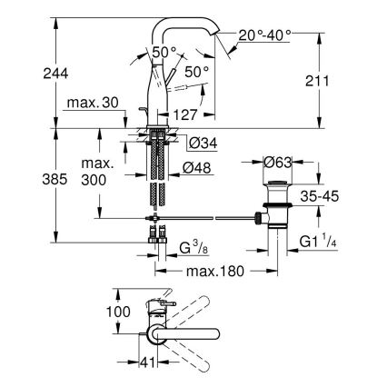 GROHE 32628DL1 - Washbasin faucet ESSENCE size L copper